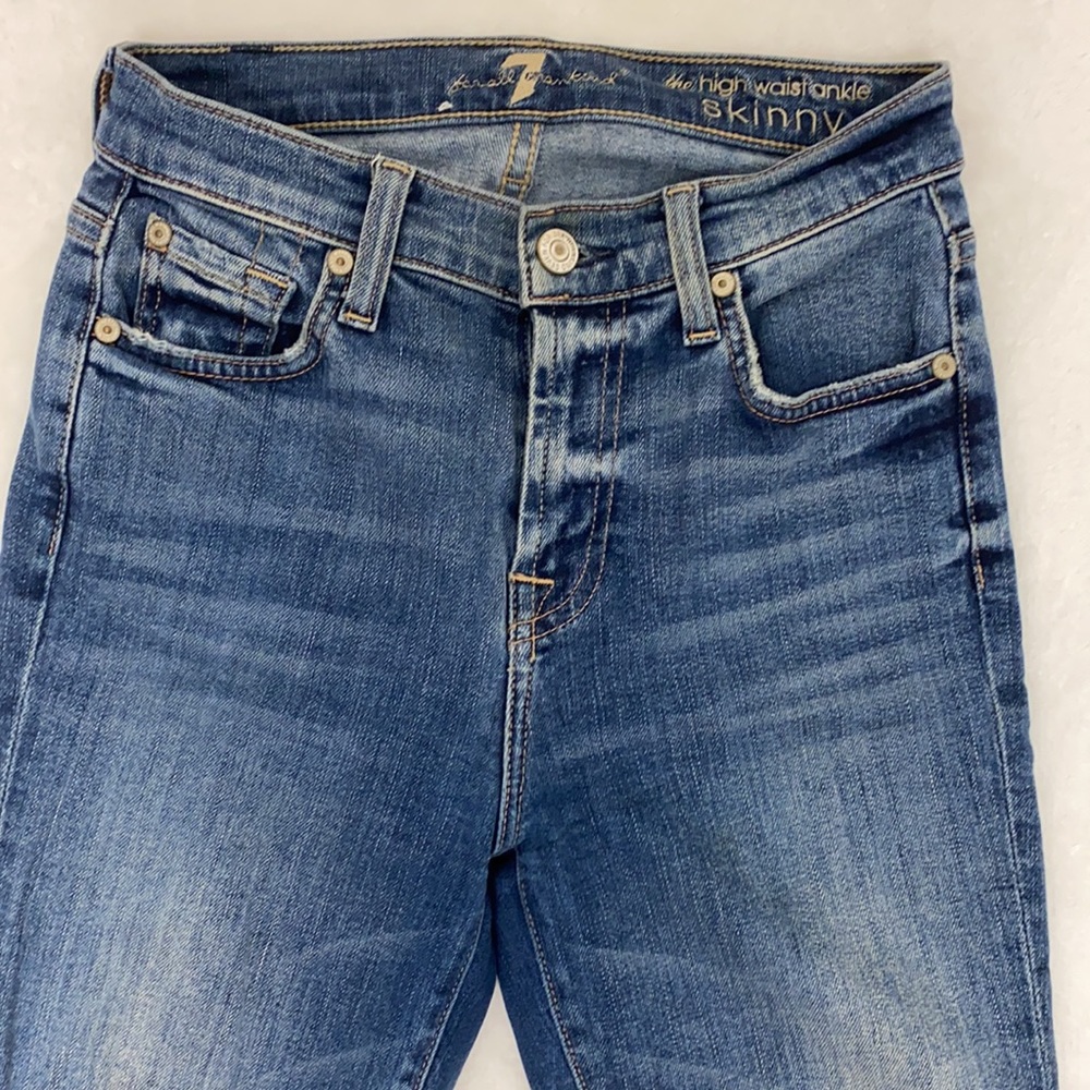 7fam High waist ankle skinny fit denim jeans sz 24 - Picture 2 of 7